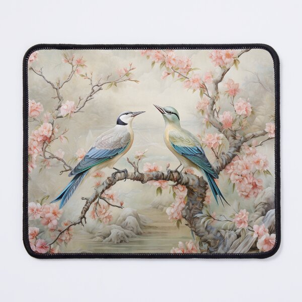 Item preview, Blossoming Songbirds on Cherry Blossom Branch | Vintage Asian Botanical Wall Art designed and sold by GrinGalore.