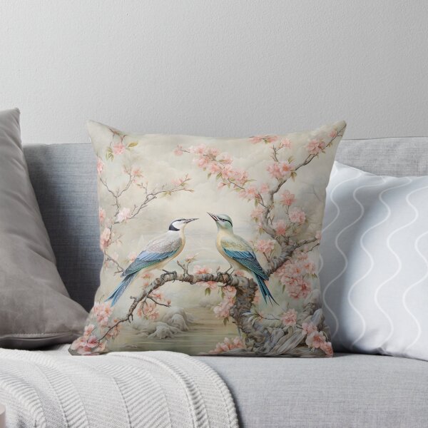 Item preview, Blossoming Songbirds on Cherry Blossom Branch | Vintage Asian Botanical Wall Art designed and sold by GrinGalore.