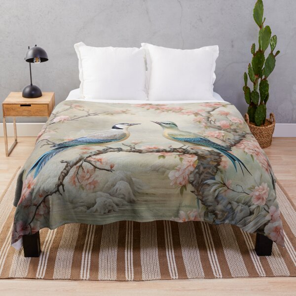 Item preview, Blossoming Songbirds on Cherry Blossom Branch | Vintage Asian Botanical Wall Art designed and sold by GrinGalore.