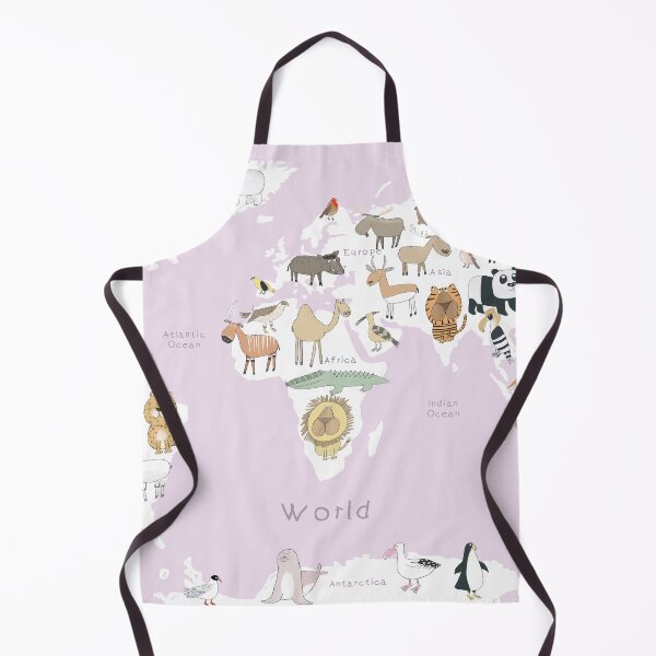Item preview, Animal World Map with Pink Background Illustrated By Artist Carla Daly designed and sold by Carla Daly.