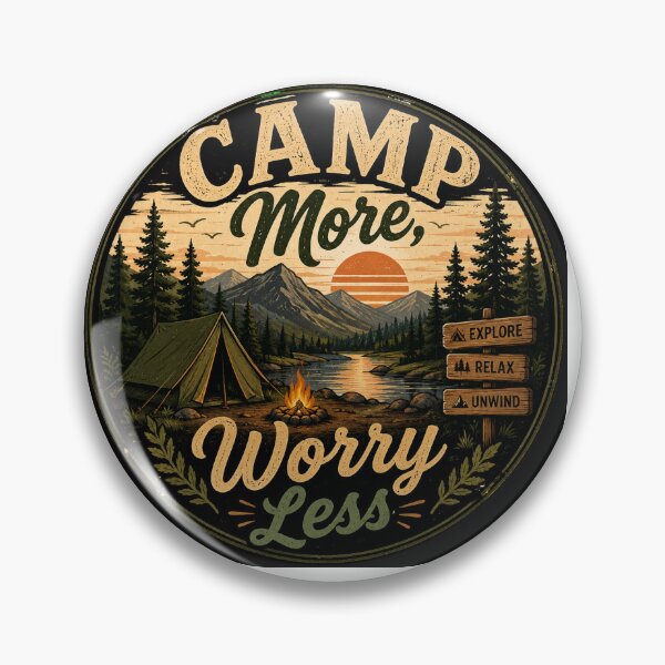 Item preview, Camp More Worry Less Vintage Camping T-Shirt | Retro Mountain Campfire Outdoor Design designed and sold by DesiredPurpose.