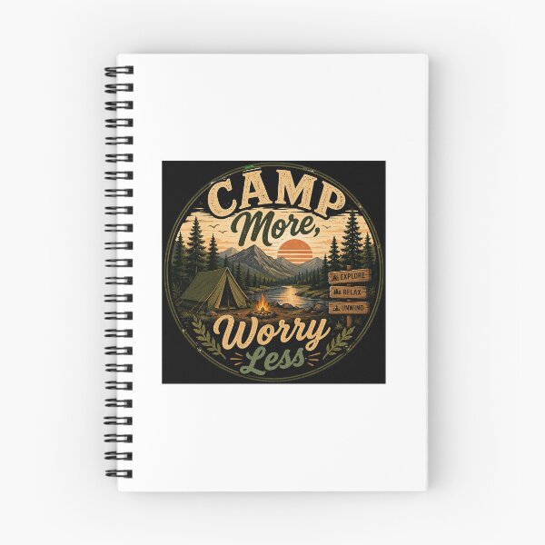 Item preview, Camp More Worry Less Vintage Camping T-Shirt | Retro Mountain Campfire Outdoor Design designed and sold by DesiredPurpose.