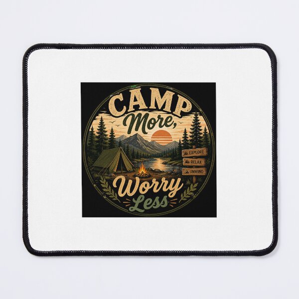 Item preview, Camp More Worry Less Vintage Camping T-Shirt | Retro Mountain Campfire Outdoor Design designed and sold by DesiredPurpose.