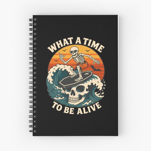 Item preview, What A Time To Be Alive Skeleton Surfer | Retro Vintage Skull Surfing Graphic designed and sold by Leeded.