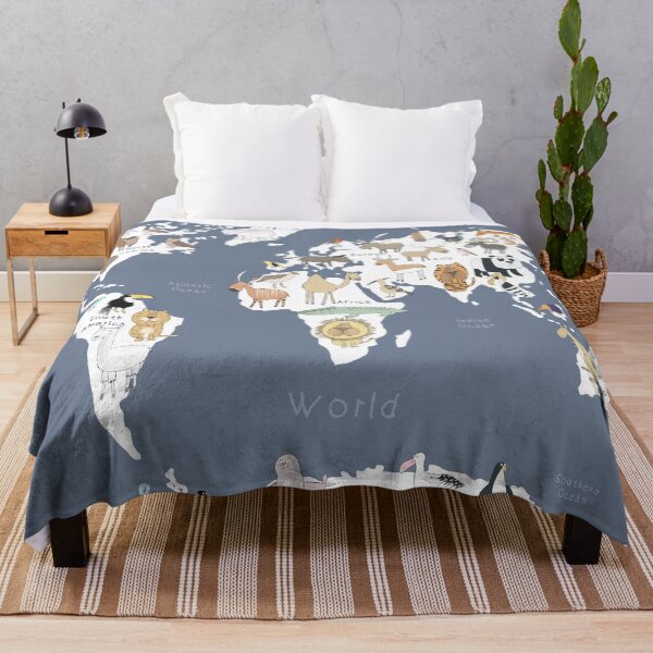 Item preview, Animal World Map with Dark Grey Background Illustrated By Artist Carla Daly designed and sold by Carla Daly.