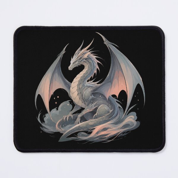 Item preview, Majestic Silver Dragon Fantasy Illustration with Spread Wings designed and sold by ZetkArt.