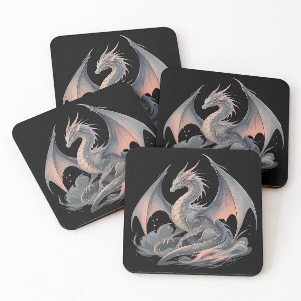 Item preview, Majestic Silver Dragon Fantasy Illustration with Spread Wings designed and sold by ZetkArt.