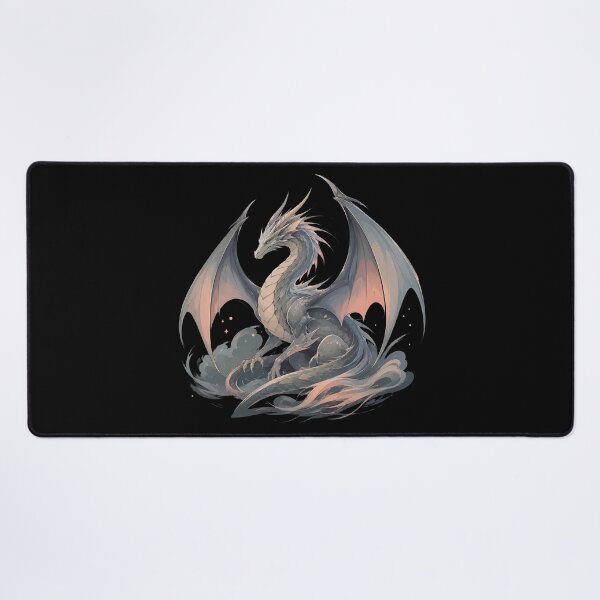 Item preview, Majestic Silver Dragon Fantasy Illustration with Spread Wings designed and sold by ZetkArt.