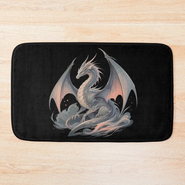 Item preview, Majestic Silver Dragon Fantasy Illustration with Spread Wings designed and sold by ZetkArt.
