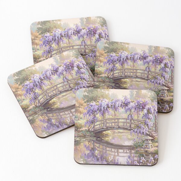 Item preview, Wisteria Wooden Bridge Japanese Garden Art designed and sold by randyknudsen.