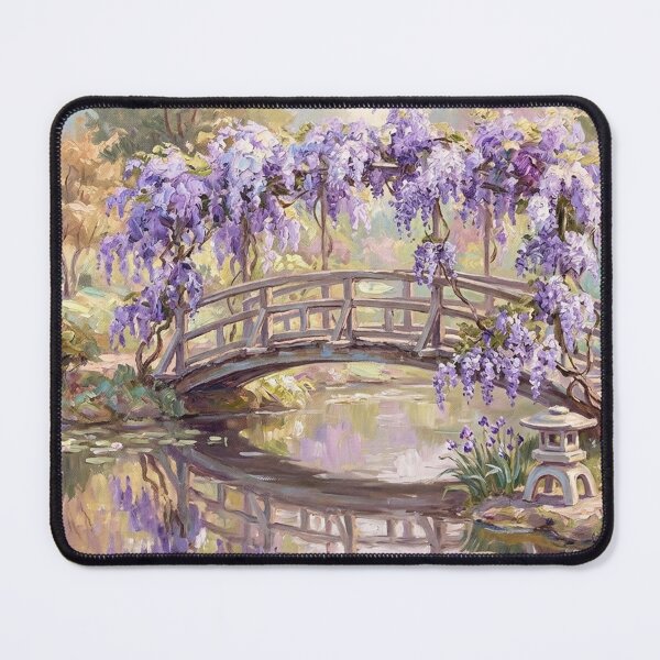 Item preview, Wisteria Wooden Bridge Japanese Garden Art designed and sold by randyknudsen.