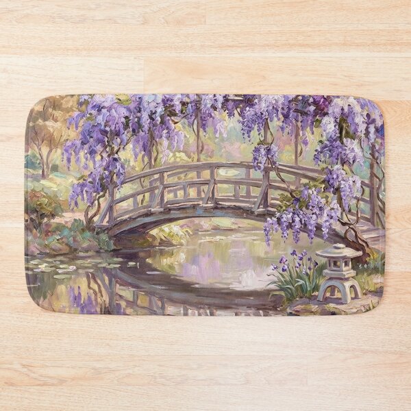 Item preview, Wisteria Wooden Bridge Japanese Garden Art designed and sold by randyknudsen.