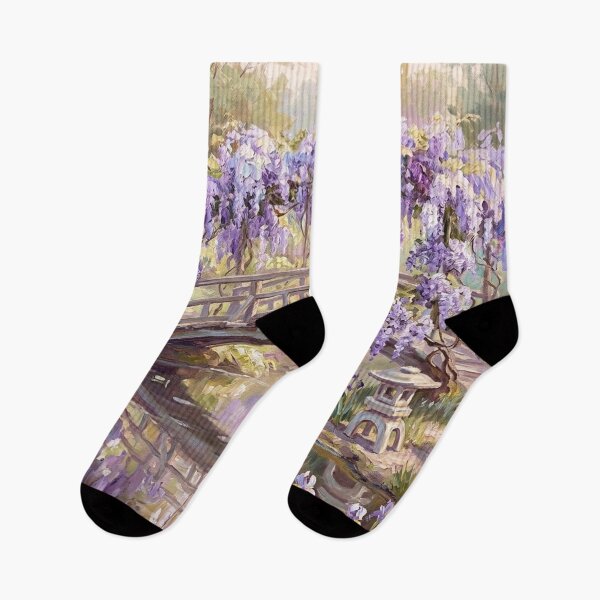 Item preview, Wisteria Wooden Bridge Japanese Garden Art designed and sold by randyknudsen.