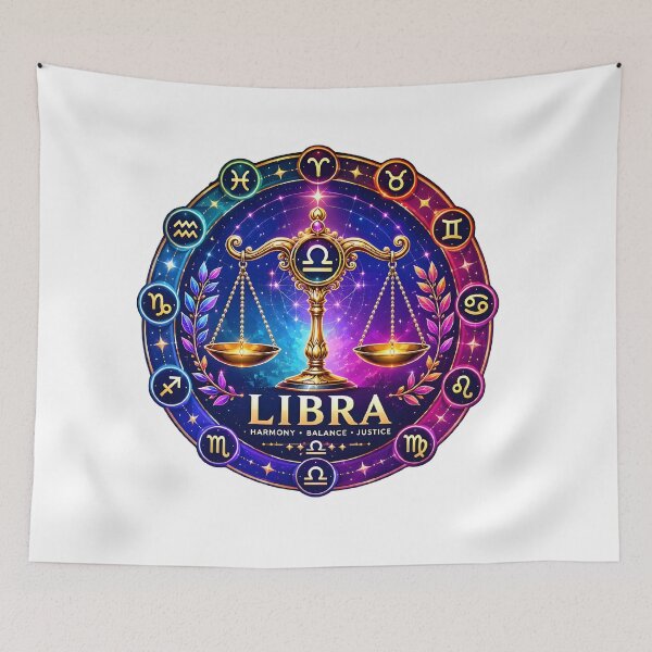 Item preview, Libra Harmony Balance Justice All Zodiac Galaxy Art designed and sold by Zodiac Celestial Art.