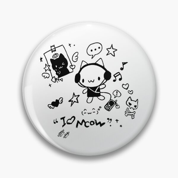 Item preview, Kawaii Y2K Cyber Grunge Headphones Cat Doodle I Love Meow designed and sold by Krasnovaovaova.