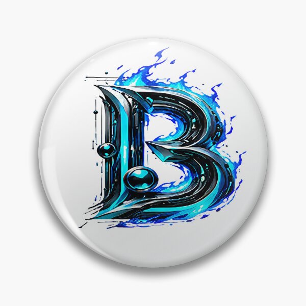 Item preview, AquaFlare Cipher: The Teal Inferno Letter B designed and sold by BlissBlvdShop.