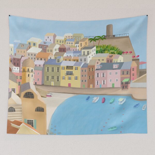 Item preview, Vernazza, Italian Coastal Village in Pastel Colors by Artist Carla Daly designed and sold by Carla Daly.