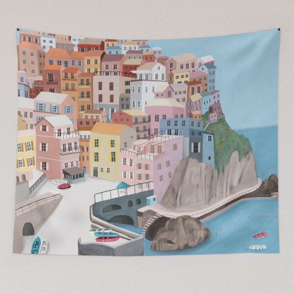Item preview, Manarola, Italy Coastal Village Illustrated by Artist Carla Daly designed and sold by Carla Daly.