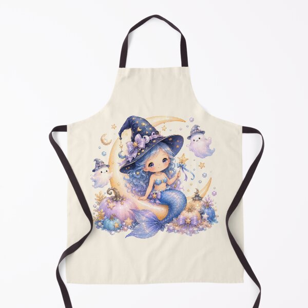 Item preview, Pastel Halloween Mermaid Witch on Crescent Moon | Cute Kawaii Ghost & Pumpkin Fantasy designed and sold by looplandger.
