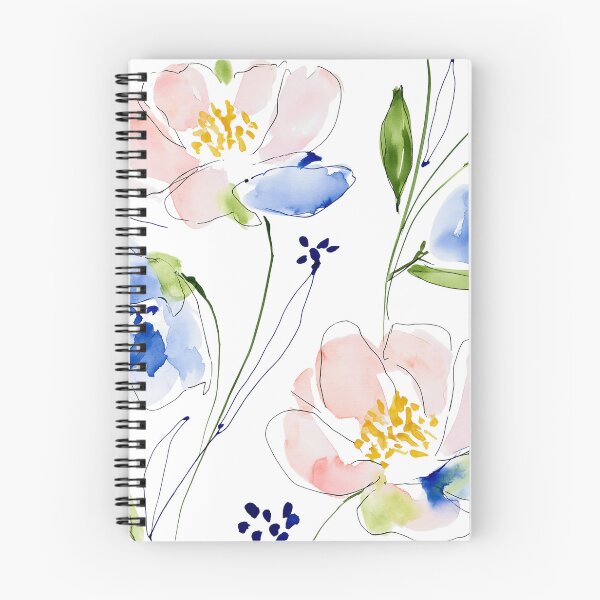 Item preview, Coral & Blue Watercolor Floral Pattern designed and sold by Ramona-Gliga.