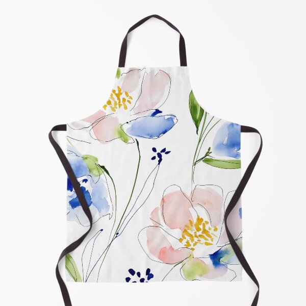 Item preview, Coral & Blue Watercolor Floral Pattern designed and sold by Ramona-Gliga.