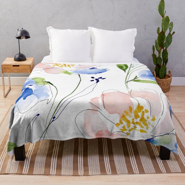 Item preview, Coral & Blue Watercolor Floral Pattern designed and sold by Ramona-Gliga.