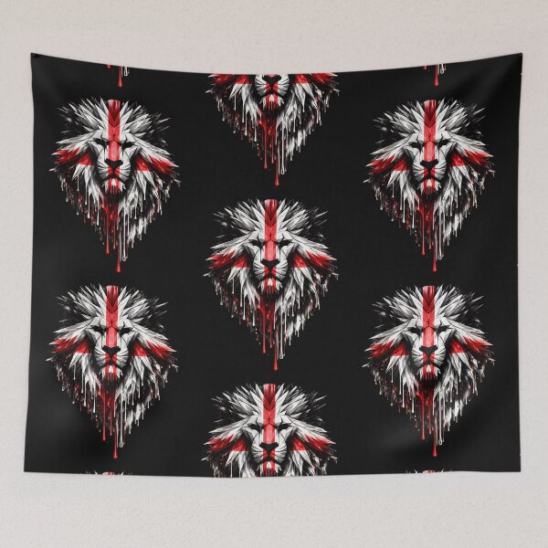 Item preview, England British Lion wax Face Union Flag | English Patriotic UK Lion Artwork designed and sold by Genius Geek.