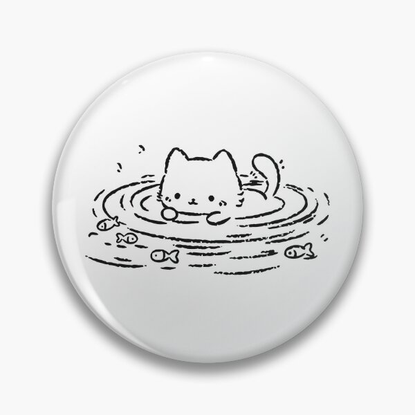 Item preview, Kawaii Cute Cat Swimming Water Ripples Minimalist Fish designed and sold by Krasnovaovaova.