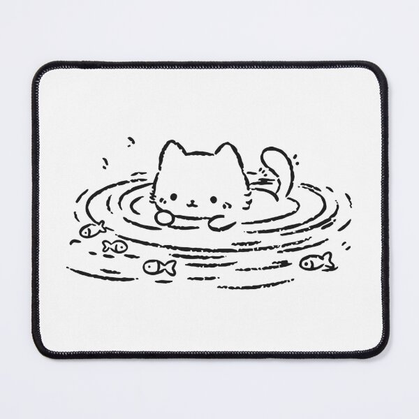 Item preview, Kawaii Cute Cat Swimming Water Ripples Minimalist Fish designed and sold by Krasnovaovaova.