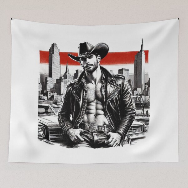 Item preview, Let's Ride - Retro Jersey City Urban Gay Leather Cowboy Gay Art Design designed and sold by ItsAKinkThing.