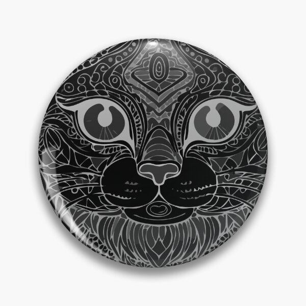 Item preview, Mystic Cat Mandala – Black & Silver Zentangle Art designed and sold by TitiaDesign.
