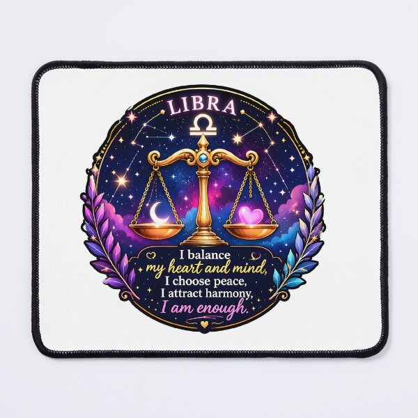 Item preview, Libra I Am Enough Balance Heart Mind Galaxy Affirmation Art designed and sold by Zodiac Celestial Art.