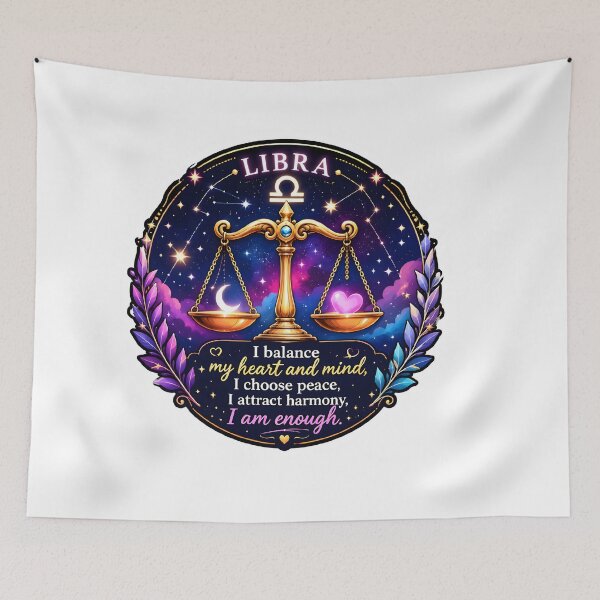 Item preview, Libra I Am Enough Balance Heart Mind Galaxy Affirmation Art designed and sold by Zodiac Celestial Art.