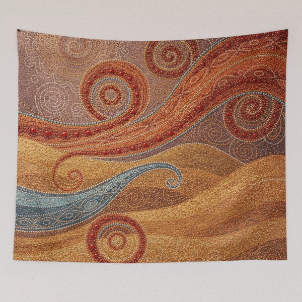 Item preview, Dreamtime Desert Currents | Aboriginal Dot Art Inspired Abstract Landscape designed and sold by GrinGalore.