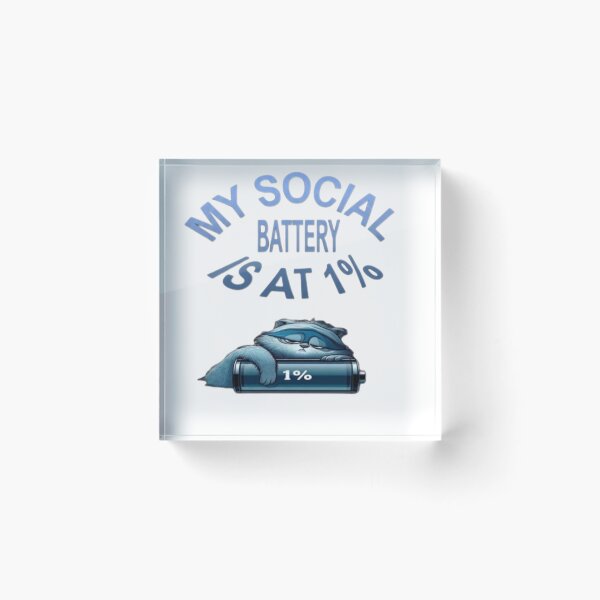 Item preview, My Social Battery Is At 1% - Funny Tired Cat designed and sold by IvanaIka.