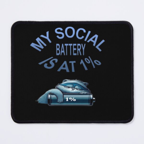 Item preview, My Social Battery Is At 1% - Funny Tired Cat designed and sold by IvanaIka.