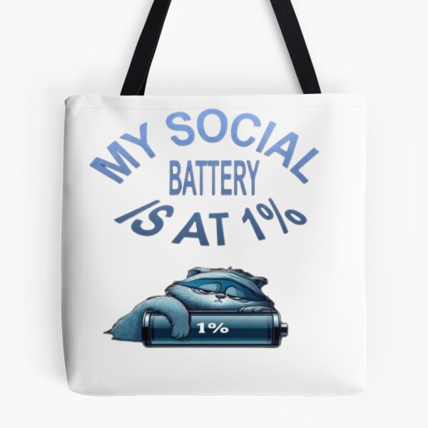 Item preview, My Social Battery Is At 1% - Funny Tired Cat designed and sold by IvanaIka.