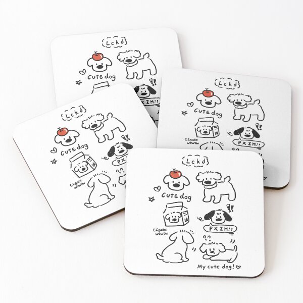 Item preview, Kawaii Cute Dog Doodles Pattern Apple Poodle Sketch designed and sold by Krasnovaovaova.