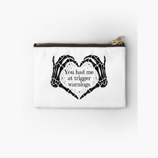 Item preview, You Had Me At Trigger Warnings Skeleton Heart Hands - Funny Dark Romance Bookworm Meme designed and sold by raedattia.