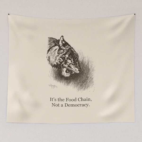 Item preview, It's the Food Chain, Not a Democracy - Vintage Snarling jungle wolf Tee designed and sold by Core-E.