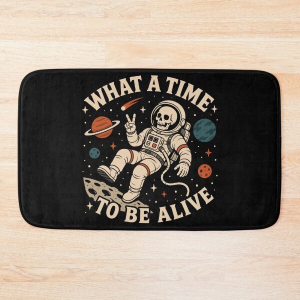 Item preview, What A Time To Be Alive Skeleton Astronaut | Retro Vintage Space Skull Graphic designed and sold by Leeded.