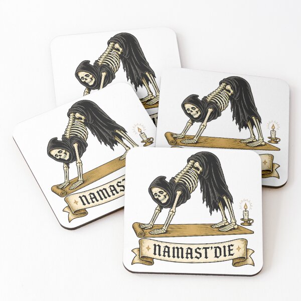 Item preview, Namast'die Grim Reaper Yoga Funny Gothic Dark Humor Skeleton Downward Dog designed and sold by Martin's_Design.