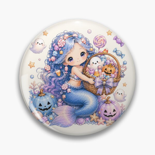 Item preview, Pastel Halloween Candy Mermaid | Kawaii Ghost Pumpkin Trick or Treat Fantasy designed and sold by looplandger.