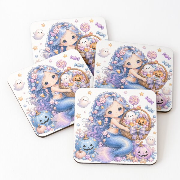 Item preview, Pastel Halloween Candy Mermaid | Kawaii Ghost Pumpkin Trick or Treat Fantasy designed and sold by looplandger.