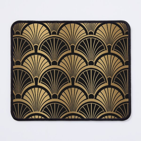 Item preview, Art Deco Golden and Black Fans Classic Pattern designed and sold by Divine Ease.