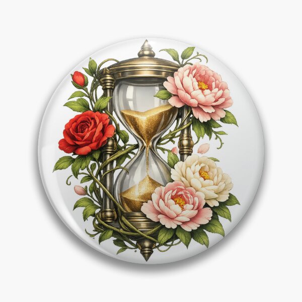 Item preview, Vintage Floral Hourglass Dark Cottagecore Art designed and sold by Trionda_Shop.