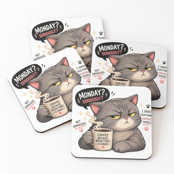 Item preview, Judging cat with coffee Sticker  designed and sold by Designertanya.