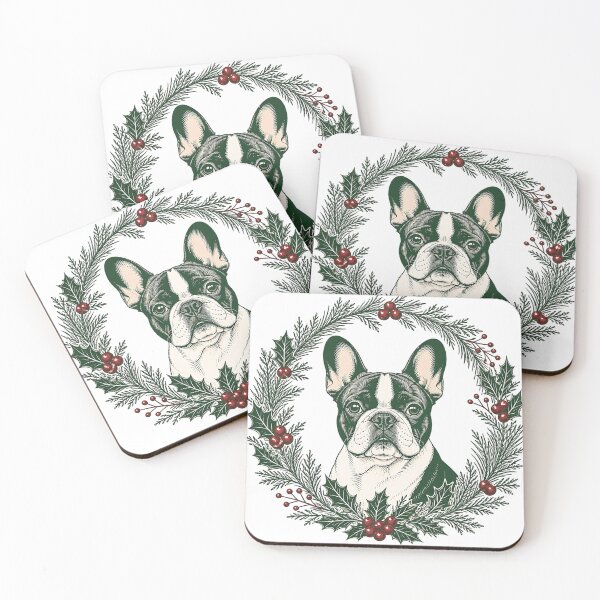 Item preview, Vintage French Bulldog Botanical Wreath designed and sold by Breed And Build.