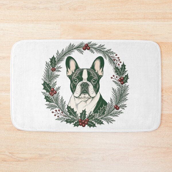 Item preview, Vintage French Bulldog Botanical Wreath designed and sold by Breed And Build.
