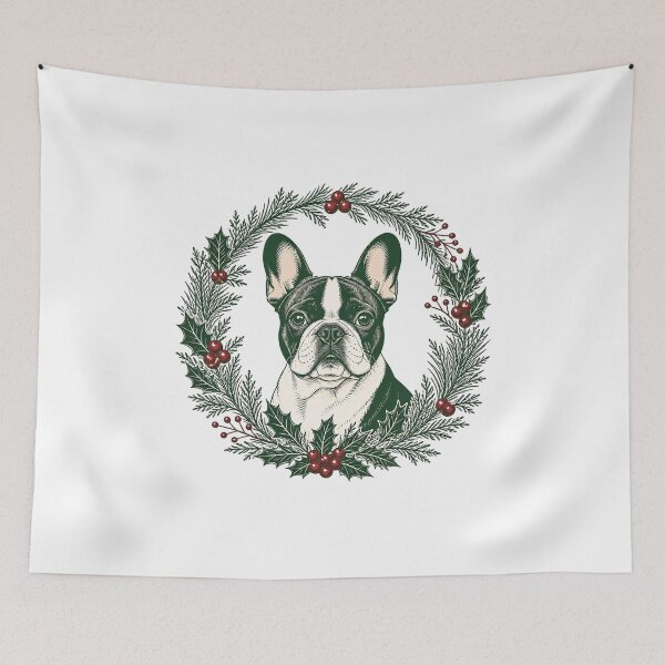Item preview, Vintage French Bulldog Botanical Wreath designed and sold by Breed And Build.